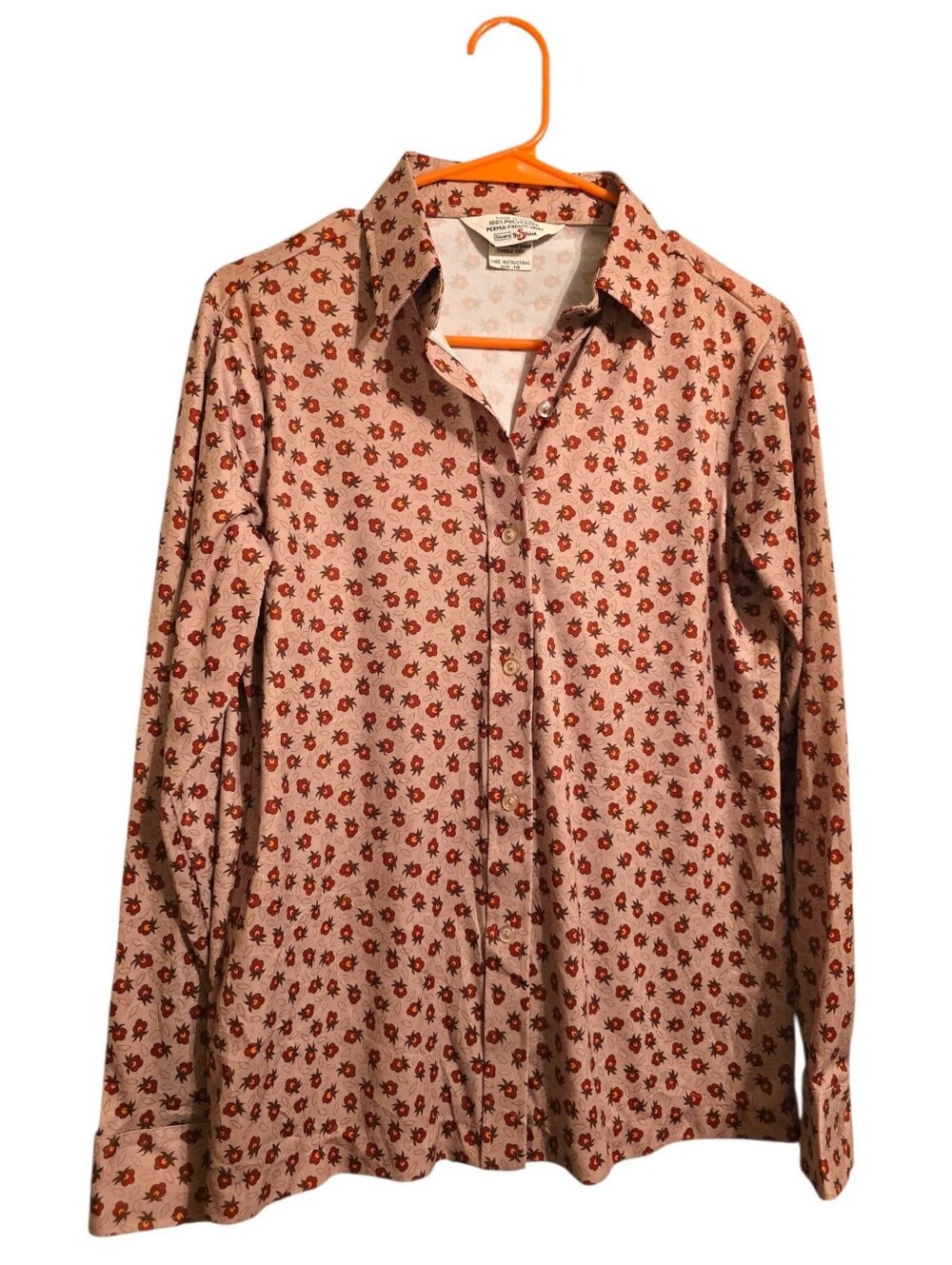 Vintage | Button-Up Shirt with Red Floral Print